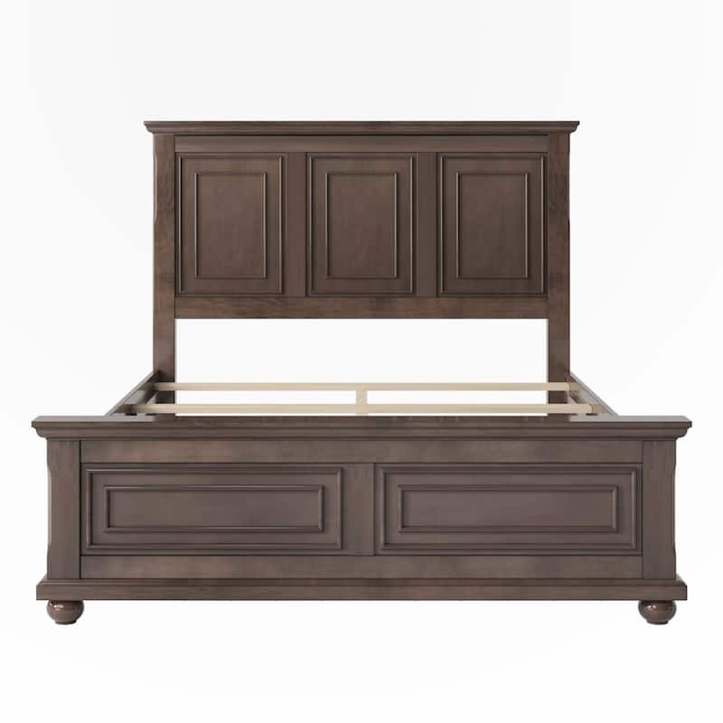 Traditional Town and Country Style Pinewood Vintage Bed - Brown - Queen