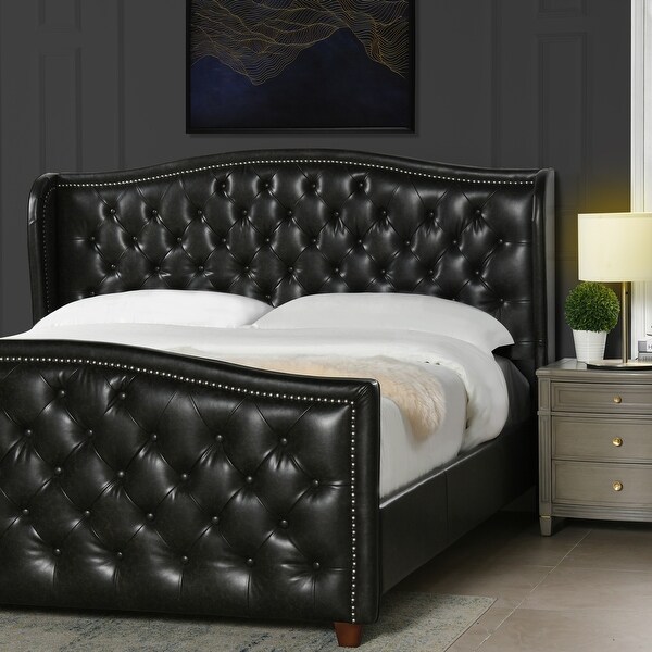 Gracewood Hollow Stanford Contemporary Tufted Wingback Bed. Opens flyout.