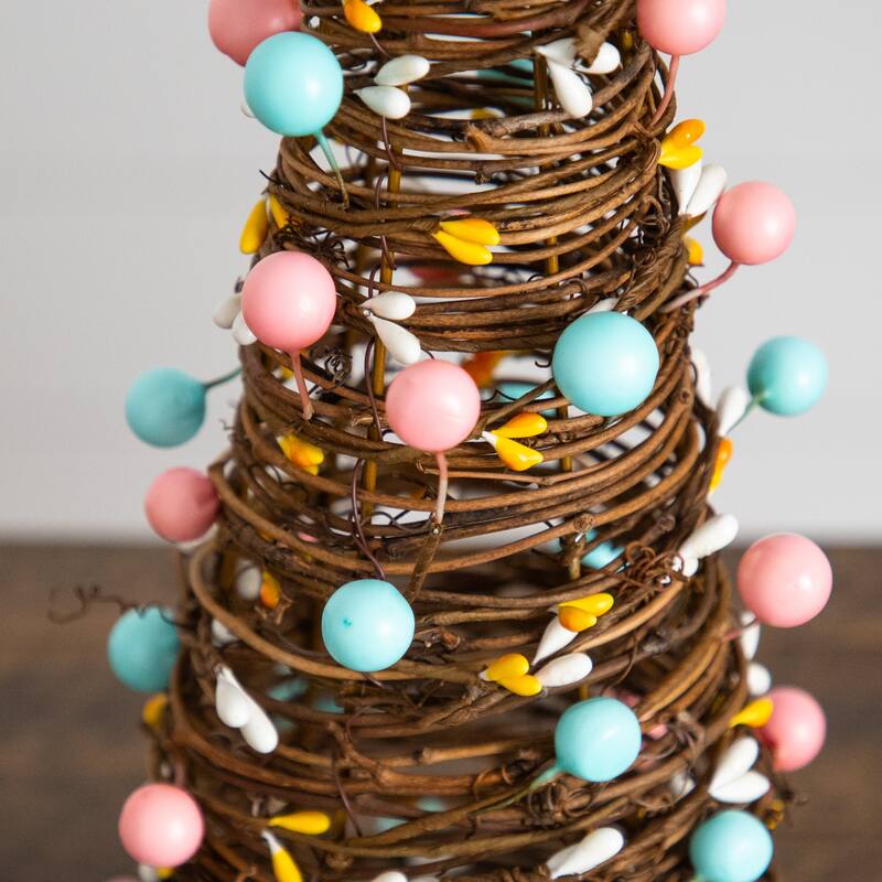 12-in and 16-in Artificial Easter Rattan Cone Trees - Set of 2