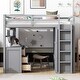 preview thumbnail 4 of 17, Elegant Twin size Loft Bed with Drawers, Desk and Wardrobe, Health and Comfort, Sturdy Construction & Safety Guaranteed, Grey