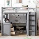 preview thumbnail 4 of 12, Twin Wooden Loft Bed with Wardrobe, Drawers & Desk, Gray
