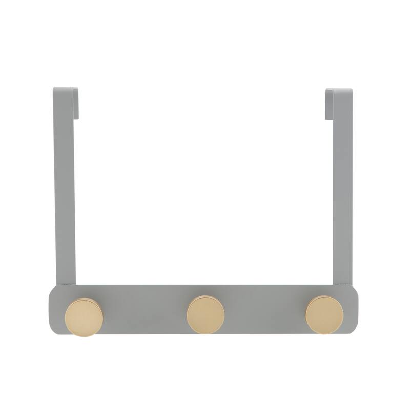 Elle Décor 3 Hook Over the Door Hook in Grey - 9.8" x 7.75" x 3.3"