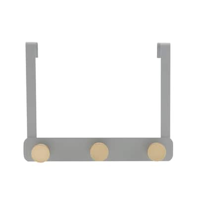 Elle Décor 3 Hook Over the Door Hook in Grey - 9.8" x 7.75" x 3.3"