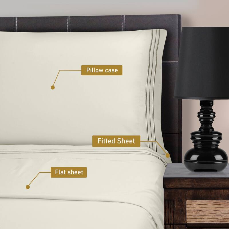 Superior Wrinkle-resistant Embroidered Microfiber Deep Sheet Set