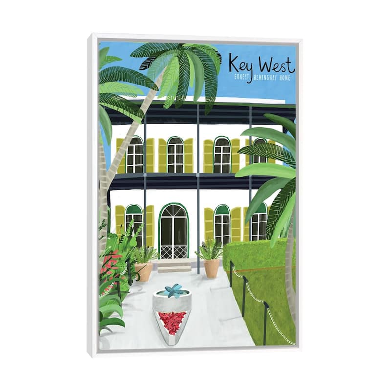 iCanvas "A Key West Hemingway" by Carla Daly Framed Canvas Print - White - 26x18