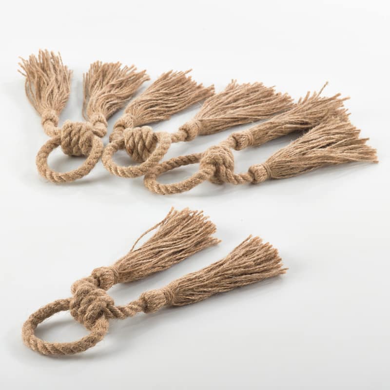Jute Tassel Napkin Rings (set of 4) - Natural - Set of 4