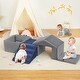 preview thumbnail 18 of 17, 6PCs Indoor Toddler Climbing Blocks with Ball Pit, Foam Soft Playset for Crawl Activity with Slide Stairs and Ramp Blue & Grey
