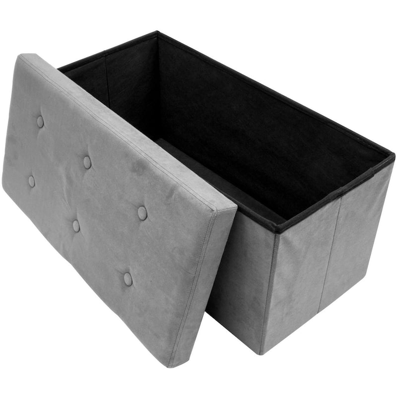 Sorbus Storage Bench Chest Contemporary Faux Suede (Small Suede, Grey)