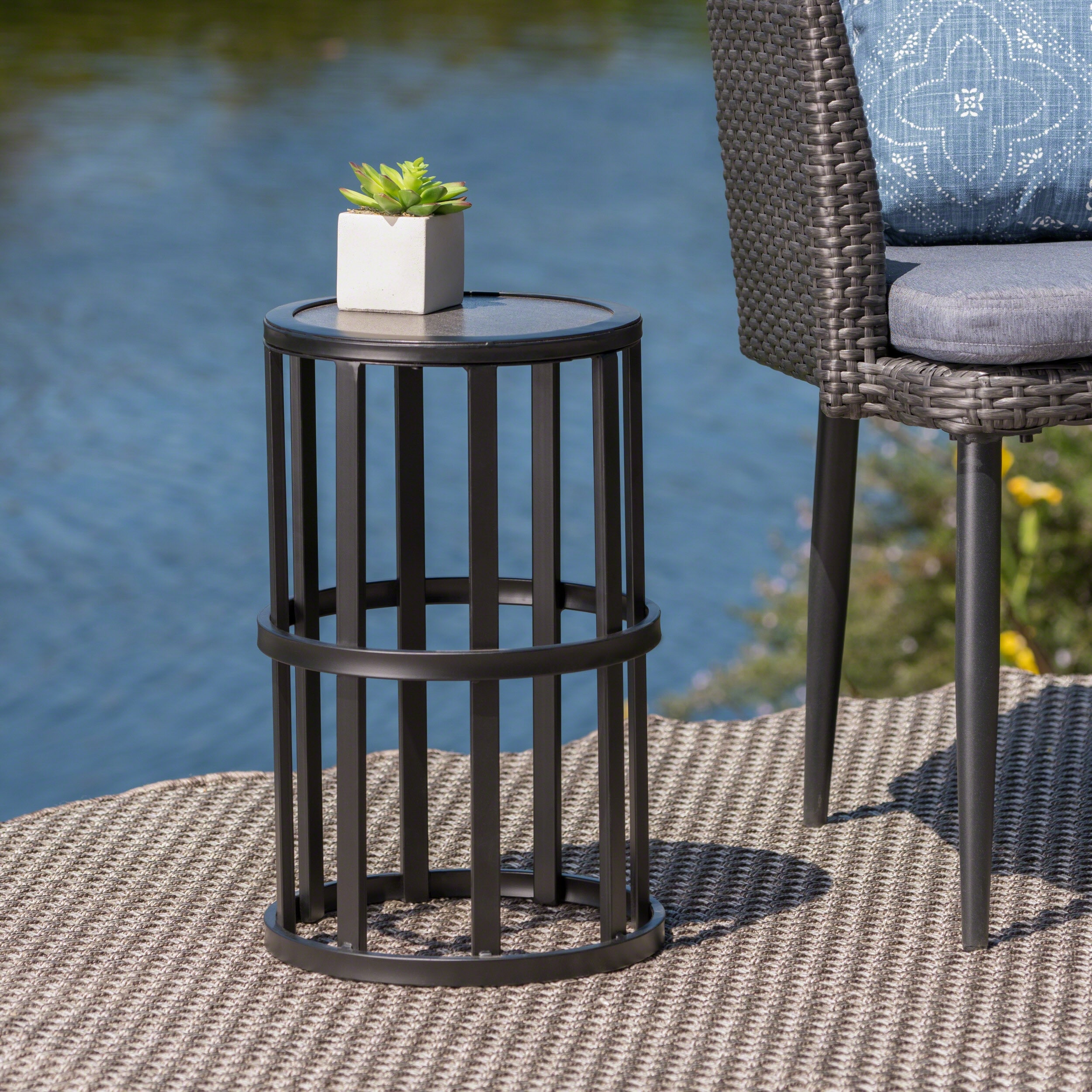 Carlo Outdoor Industrial Ceramic Tile Side Table by Christopher Knight Home