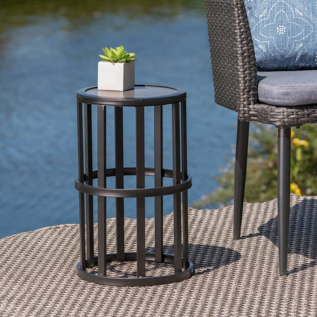 Carlo Outdoor Industrial 11-inch Ceramic Tile Side Table by Christopher Knight Home