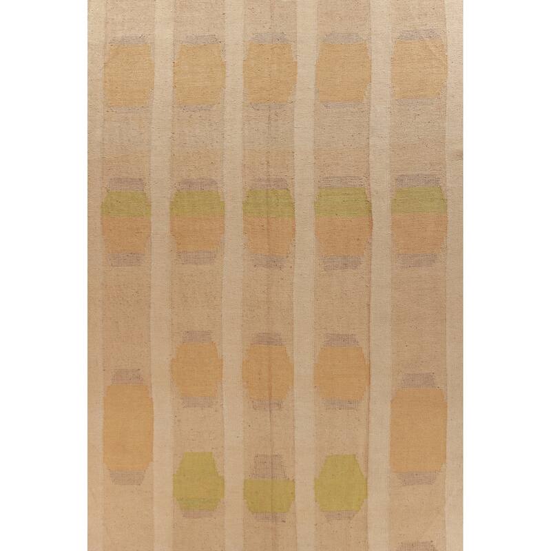 Hand Woven Oriental 100% Jute Carpet Southwestern Modern Peach Kilim Area Rug - 14' 1'' X 9' 11''