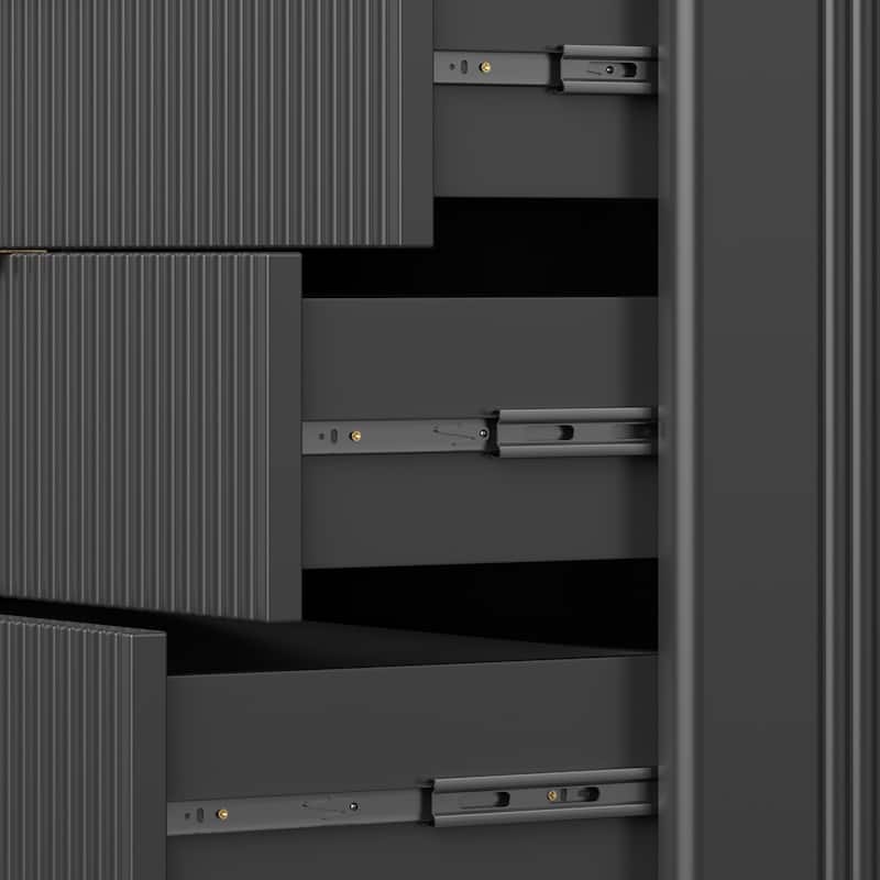 Meyreso Modern Boho Wave Wood Dresser, Wide Storage Cabinet