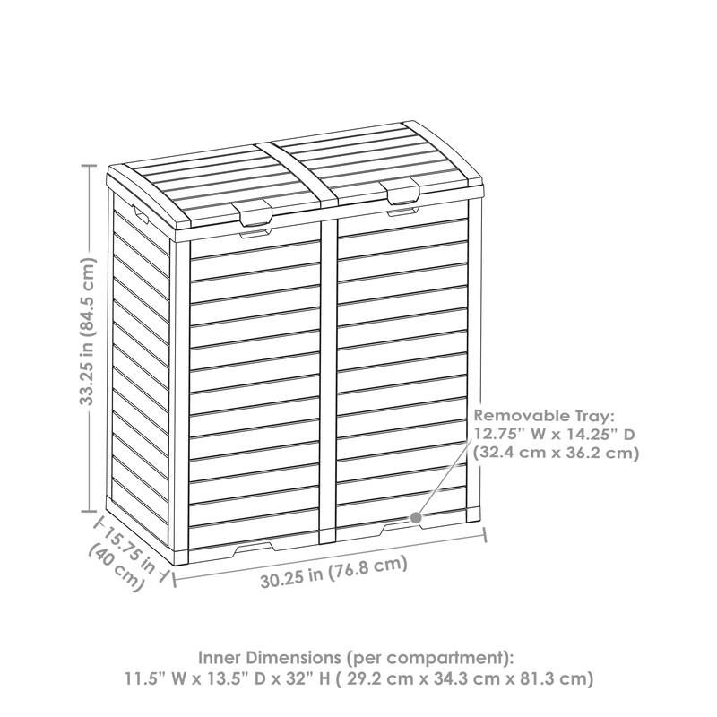 78-Gallon Double Patio Trash Can with Lid - Black