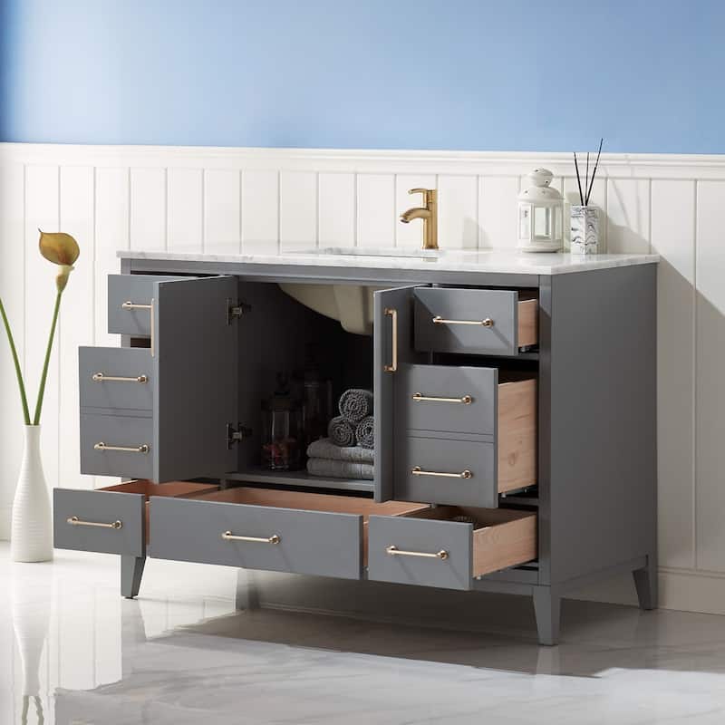 Altair Sutton Single Bathroom Vanity Set and Carrara White Countertop