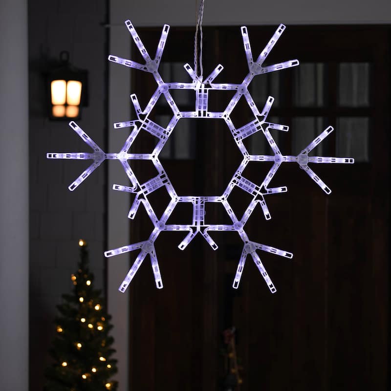 LED Lighted Large Foldable Snowflake Outdoor Christmas Decoration - 36" - Pure White