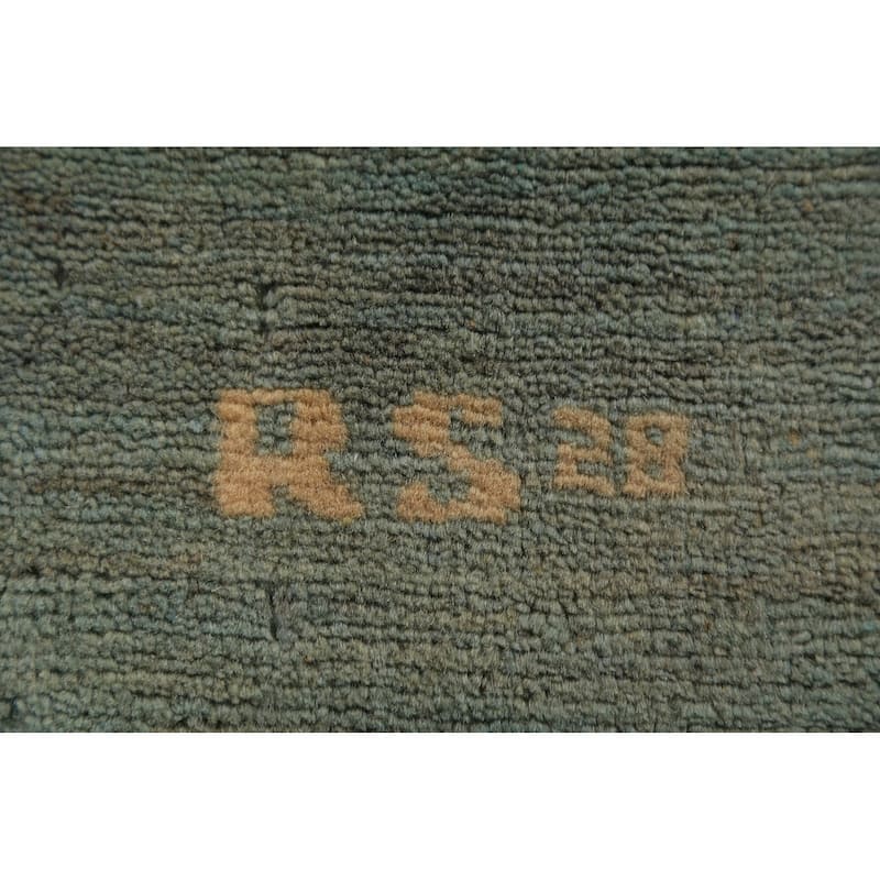 Aqua Green & Blue Modern Gabbeh Oriental Rug Hand-Knotted Wool Carpet - 3'9" x 5'10"