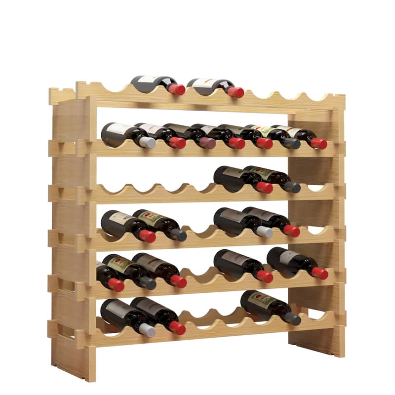 Solid Wood Floor Wine Rack in Natural Wood On Sale Bed Bath