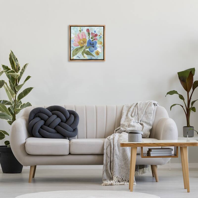 Stupell Stylish Pop Flowers Framed Floater Canvas Wall Art Design By June Erica Vess