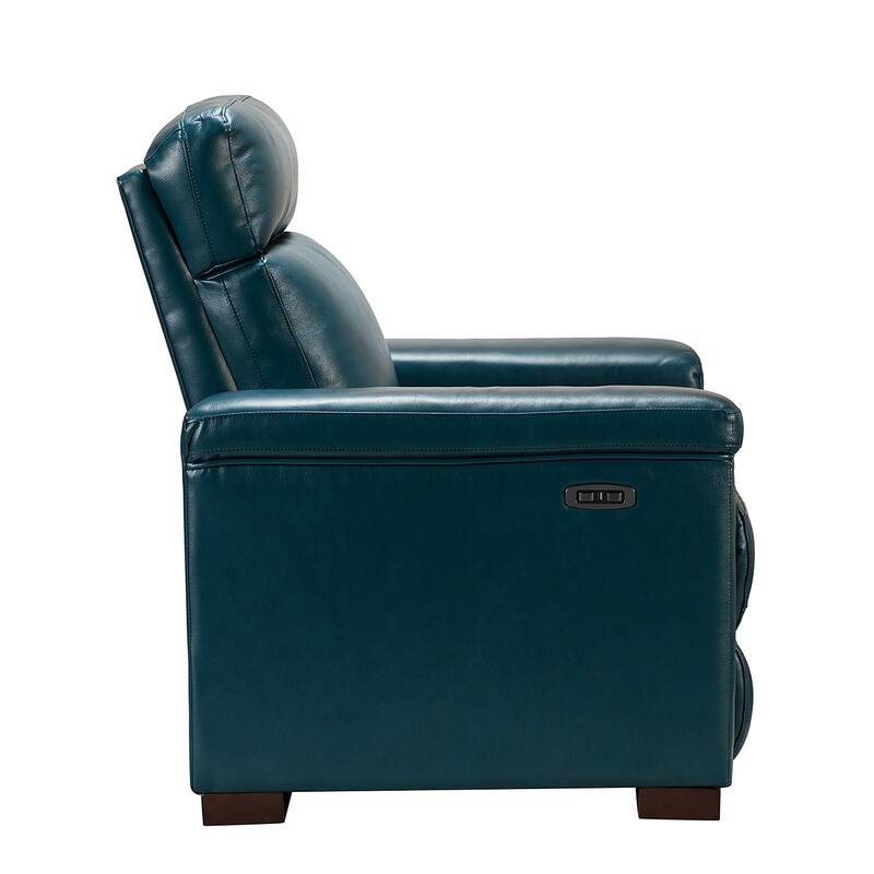 Alicia 34.65" Wide Contemporary Classic Genuine Leather Power Recliner With USB Port