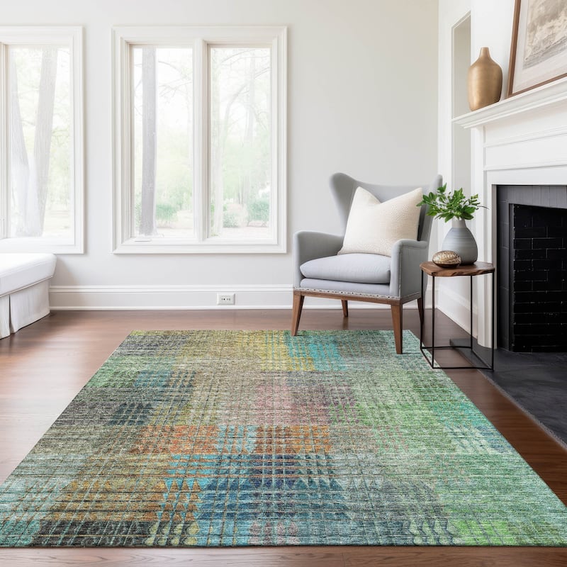 Machine Washable Indoor/ Outdoor Chantille Modern Kaleidoscope Rug
