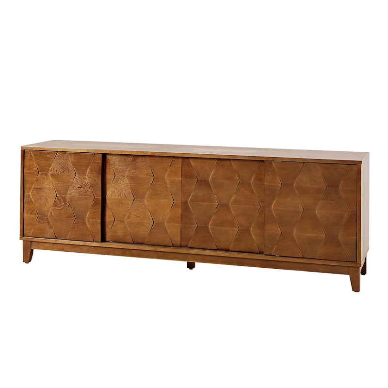 August Modern Media Console TV Stand with 2 Drawers and Sliding Doors for TVs up to 78" by HULALA HOME