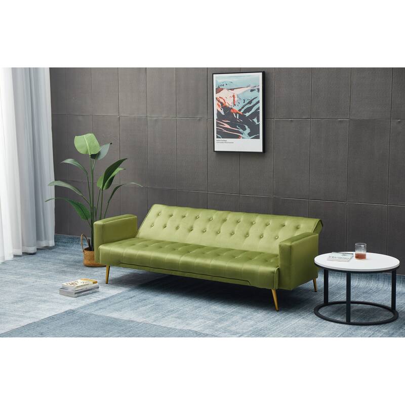 Army Green Solid Wood+MDF Sofa Bed, 75x32x29 inches