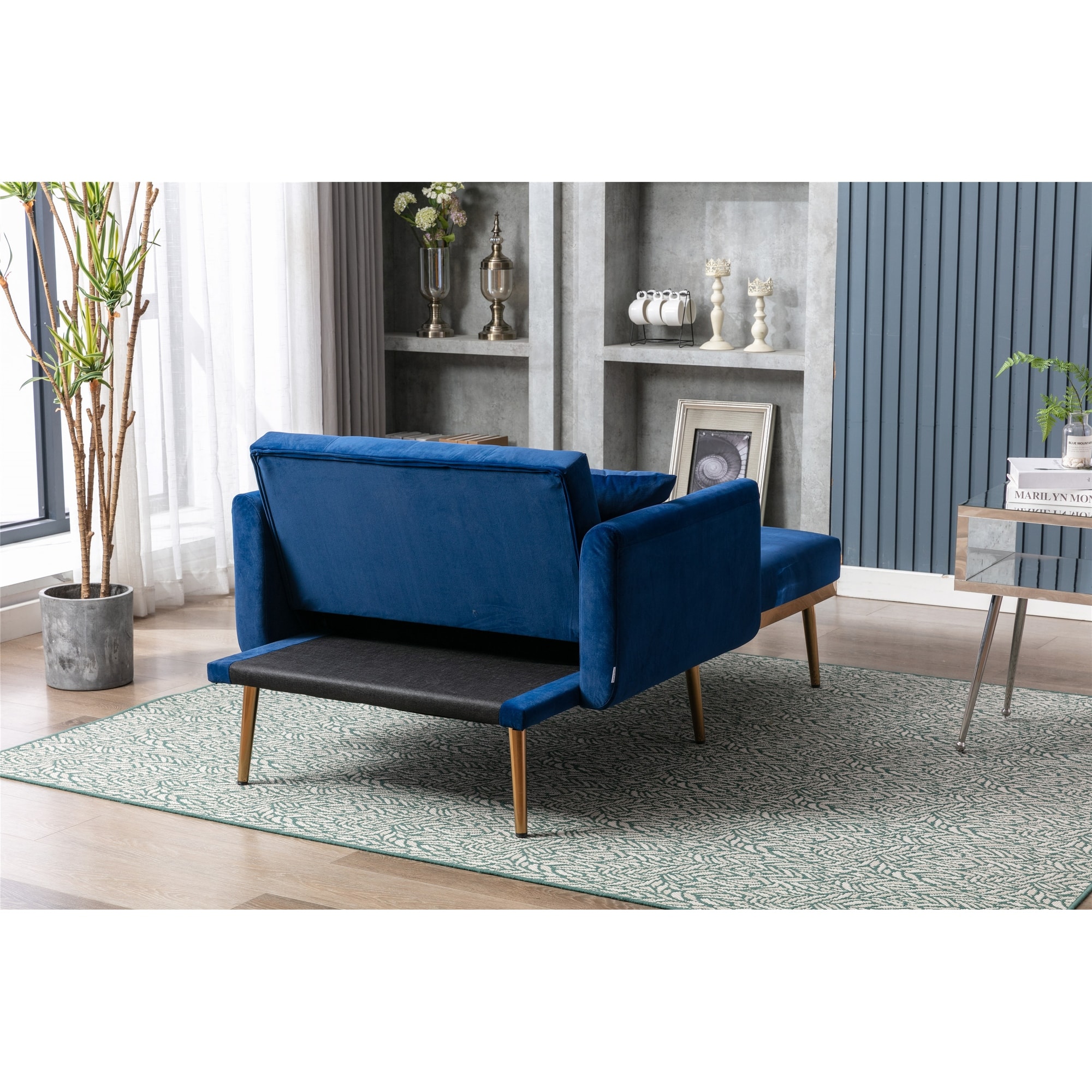 Modern Tufted Velvet Sofa Chaise Lounge Indoor Adjustable