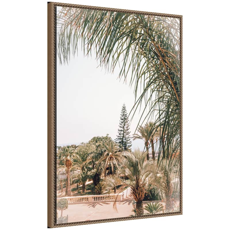 Kate and Laurel Sylvie Morning Walk to the Sea Framed Canvas by Alicia Abla - 23x33 - Gold