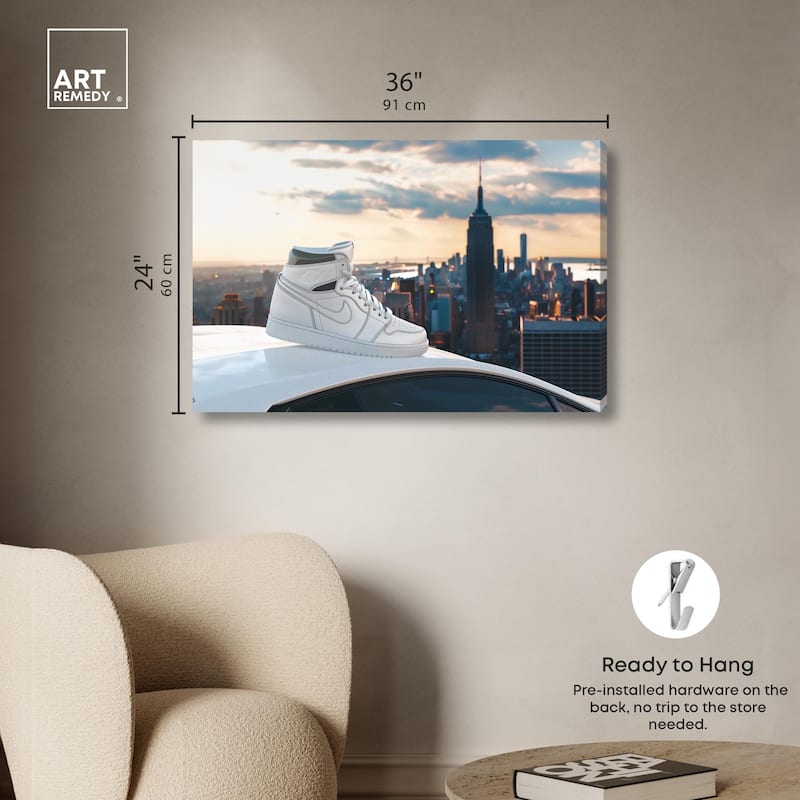City Car and Sneakers Canvas by Art Remedy, Gallery Wrapped
