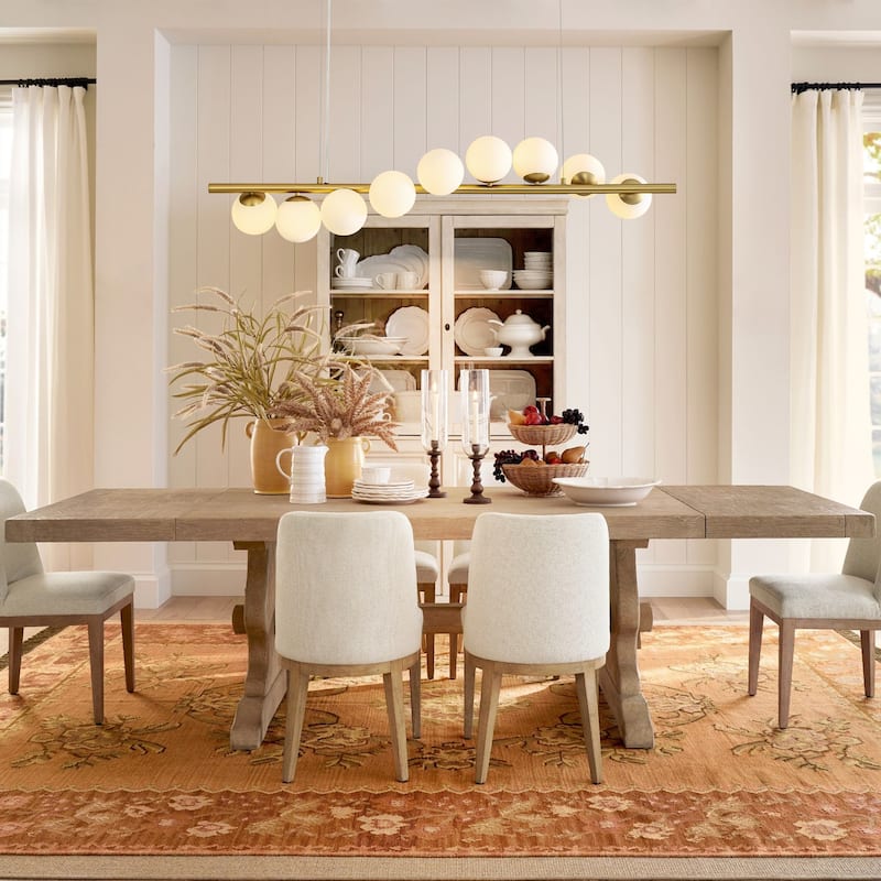 9-Light Modern Linear Cluster Frosted Glass Globe Chandelier in Gold Finish, Dining Room Light
