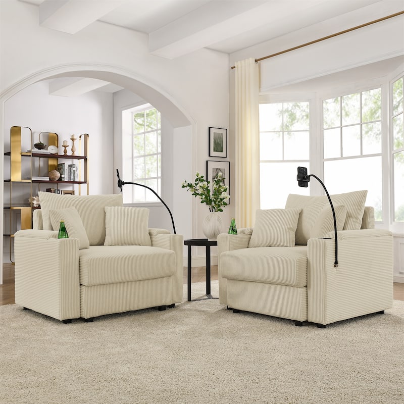 Modern Accent Chair with Two Cup Holders,Set of 2