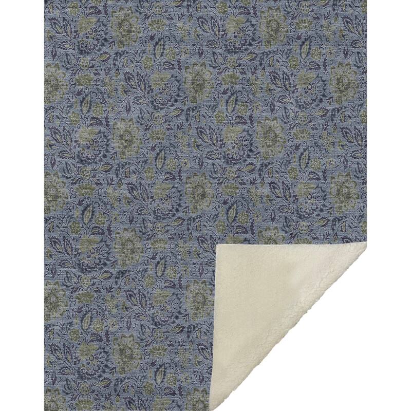 Premium Machine Washable Floral Sherpa Throw Blanket