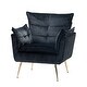 preview thumbnail 2 of 89, HULALA HOME 1ida Modern Velvet Tufted Accent Armchair with Gold Metal Legs