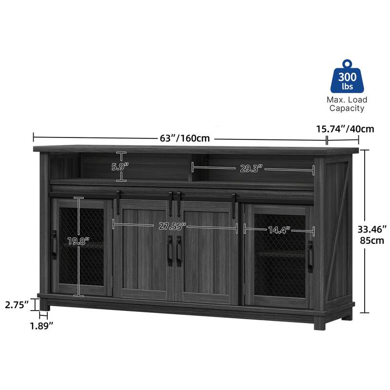 Moasis Farmhouse TV Stand for 73 Inch TV Media Console Entertainment Center Sliding Barn Door