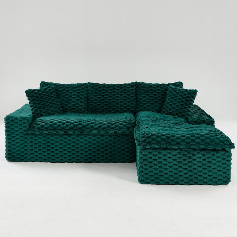 Versatile Turtle Velvet Sectional Sofa with Loveseat Couch and Chaise Lounge, Free Combination Modular Compressed Couch