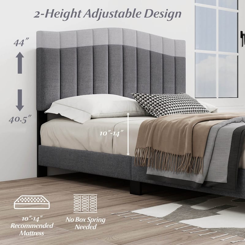 Costway Modern Upholstered Bed Frame Queen Size Platform Bed with