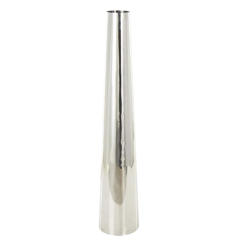 Stainless Steel Metal Minimalistic Tall Floor Cone Decorative Vase - Gold or Silver - Roche River Decor - Silver - 48"H