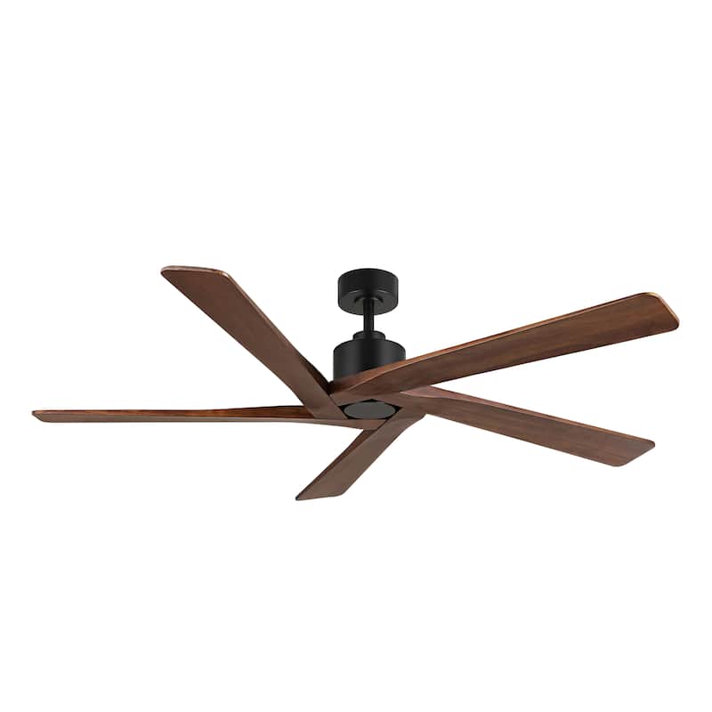 WINGBO 54 Inch DC Motor Indoor Ceiling Fan without Lights - Black and Walnut