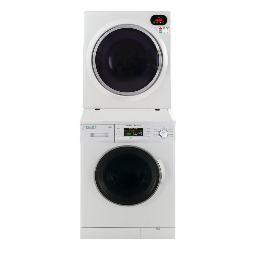 Equator Digital Touch Apartment 110V Set 18lbs Washer+Vented 3.5cf Sensor Dryer - White