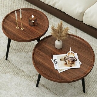 Round Nesting Coffee Table Set, Minimalist Design for Living Room ...