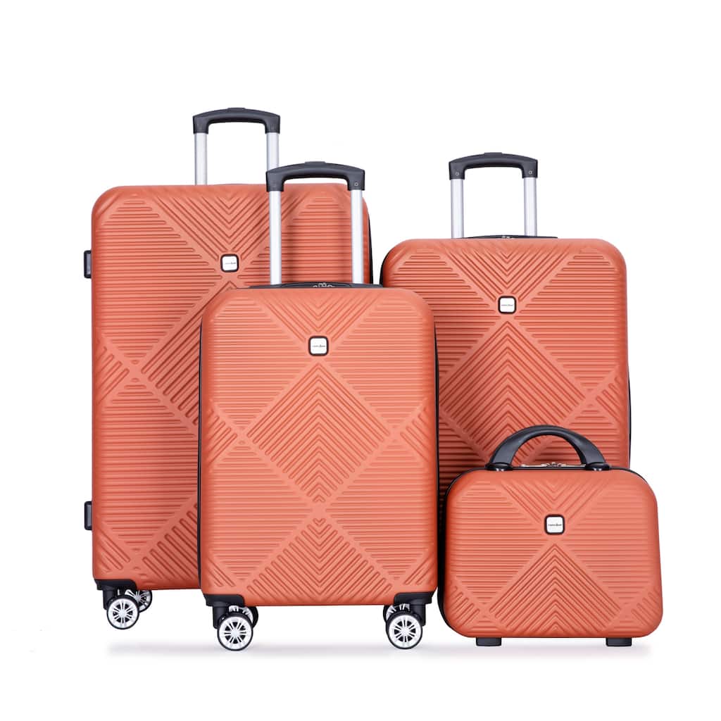 4-Piece, Luggage Sets, Lightweight Luggage with 360 ° Aircraft Wheels and Adjustable Handle, for Boarding Travel, Dark Orange
