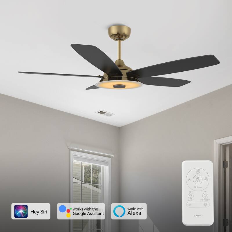 CARRO Harley 52" Smart Ceiling Fan with LED Light and Remote - Gold/Black