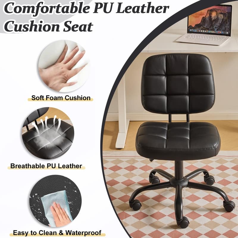 22.1 Inch Upholstered PU Lattice Swivel Office Chair