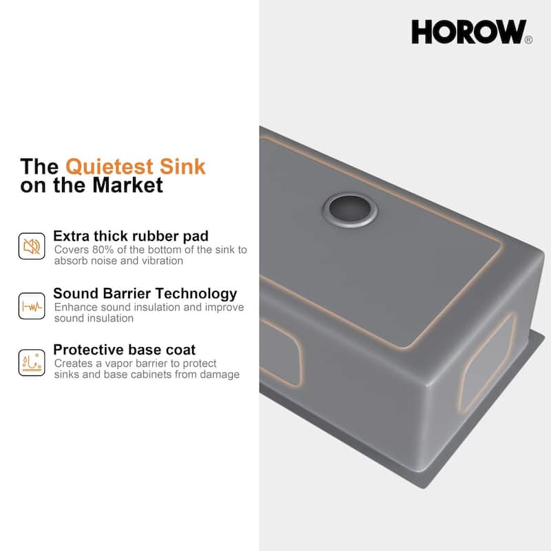 HOROW 32 in 16-Gauge Undermount Single Bowl Stainless Steel Kitchen Sink with Accessories