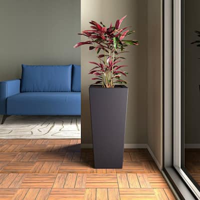 Orna Fiberstone and MgO Clay Tapered Square Planter Pot with Drainage Holes for Home Garden Office Patio Porch Decor