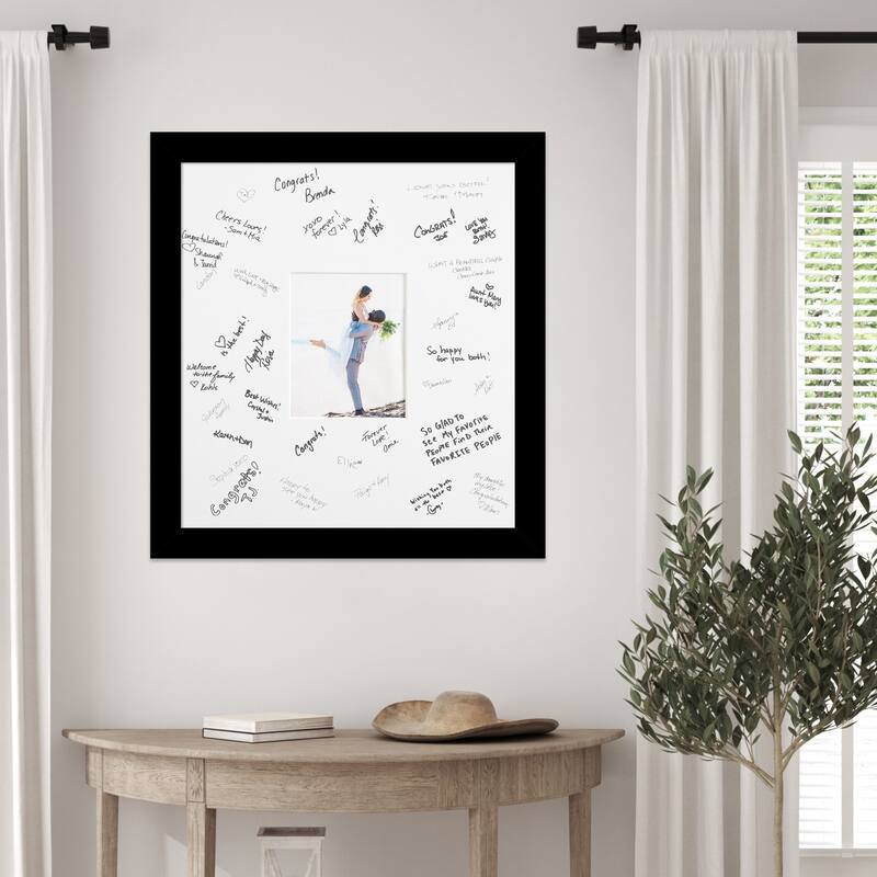Basic Signature Mat Picture Frame - Autograph Photo Frame Guest Book Alternative for Weddings, Graduations, or Retirement