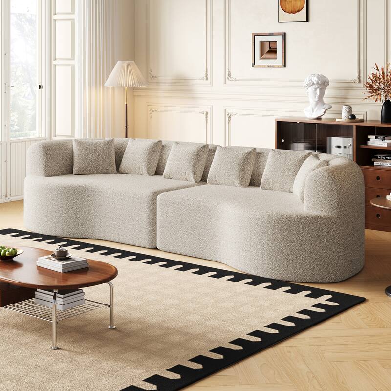 Oversized Cloud-Like Lounge Sofa, Sleeper Sofa with 6 Pillows, Four-Seater Loveseat Recliner Sofa with Deep Seat