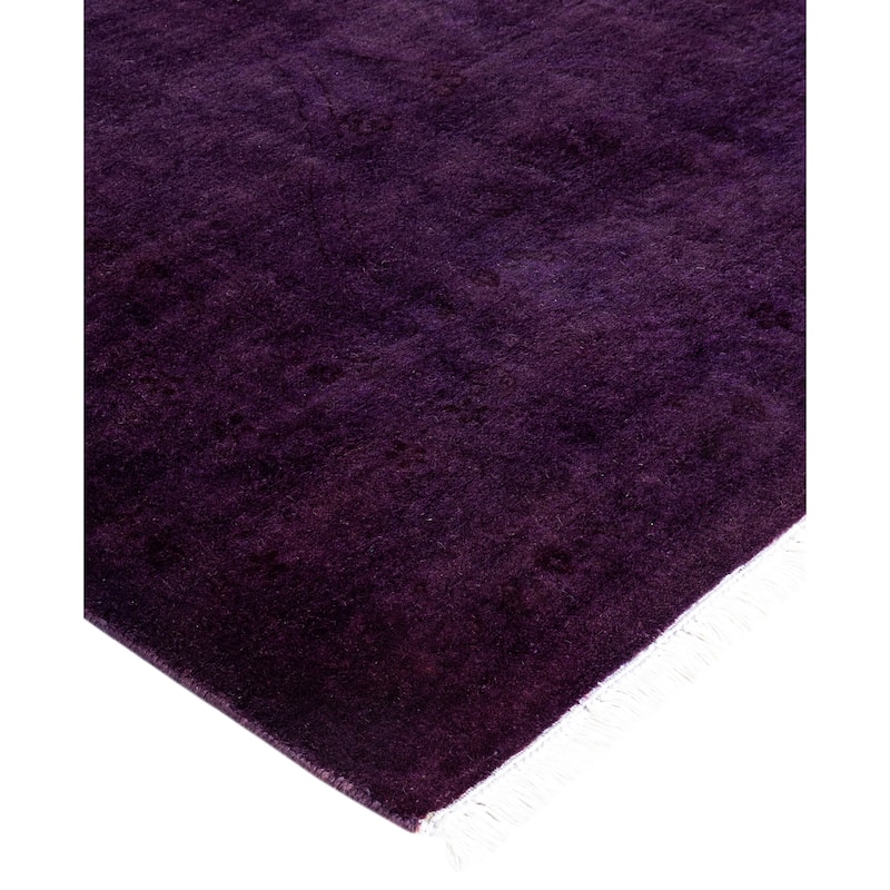 Overdyed One-of-a-Kind Hand-Knotted Area Rug - Purple - 3' 0" x 10' 10"