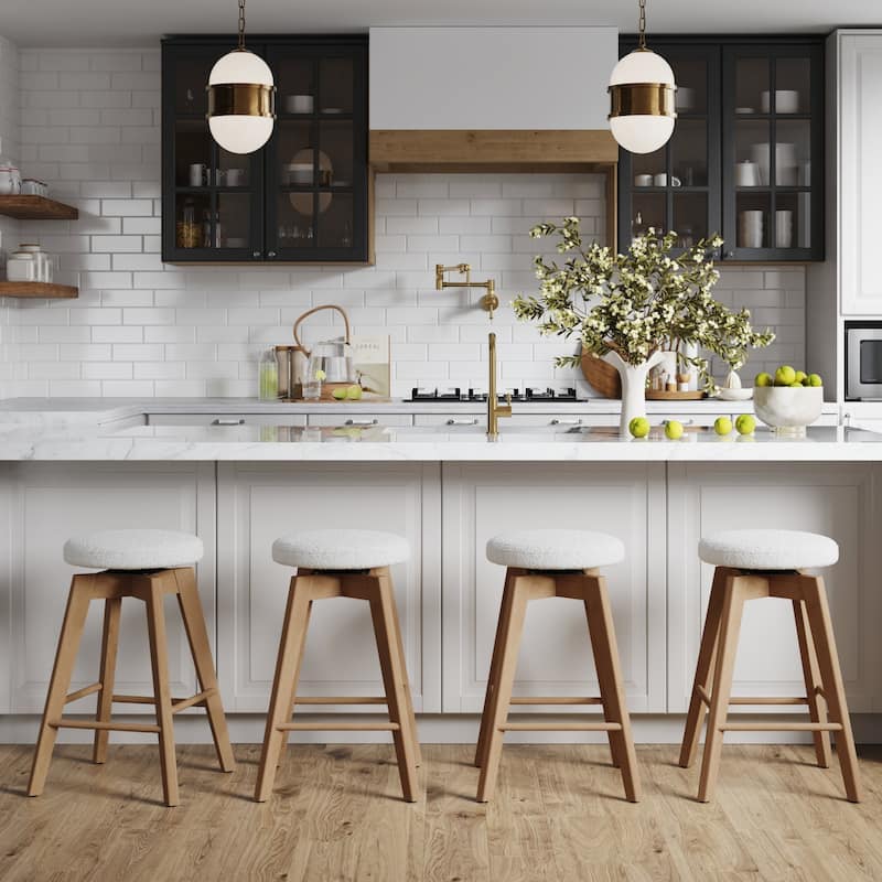Nathan James Amalia Backless Counter Height 360 Swivel Seat Wood Bar Stool