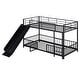 preview thumbnail 30 of 36, Unique Design Twin over Twin Size Metal Bunk Bed with Slide and Guardrails